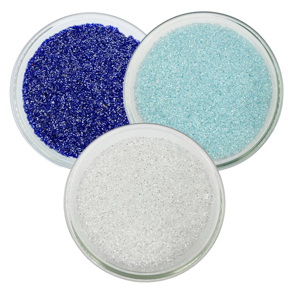 Miyuki Microcut Glass Beads Luster 1mm, White+Royal Blue+Sky Blue, 450 Grams