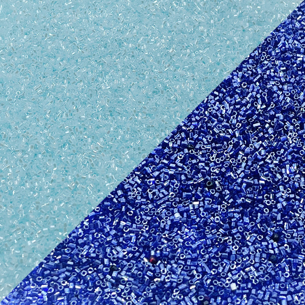 Miyuki Microcut Glass Beads Luster 1mm, Royal blue+Sky blue, 200 Grams