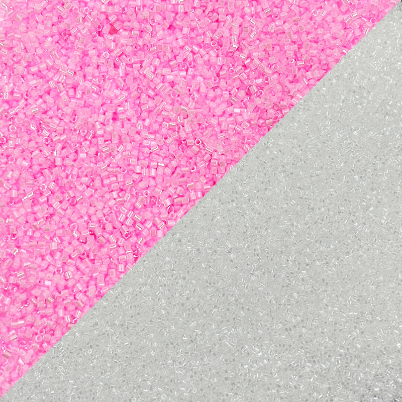 Miyuki Microcut Glass Beads Luster 1mm, Rainbow pink+Sky blue, 200 Grams