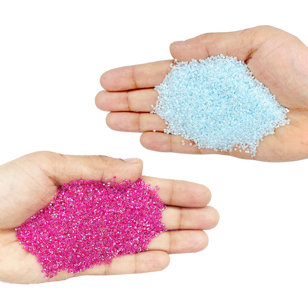 Miyuki Microcut Glass Beads Luster 1mm, Rainbow pink+Sky blue, 200 Grams