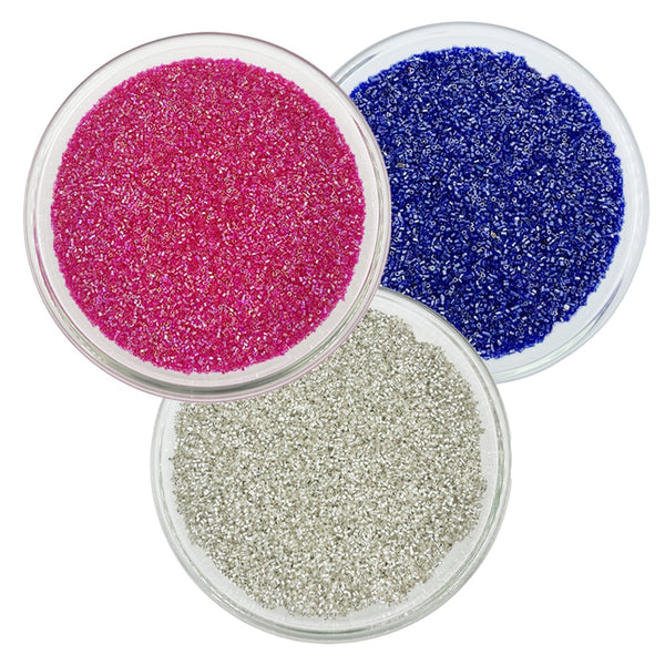 Miyuki Microcut Glass Beads Luster 1mm, Royal Blue+Silver+Rembo Pink, 450 Grams