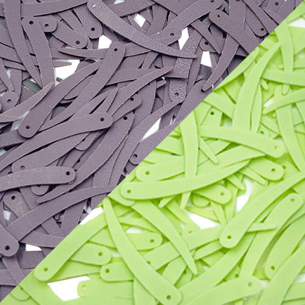 Sword Shape Matte Sequins 34x5mm, 200 Grams - Dark Brown + Shadow Lime