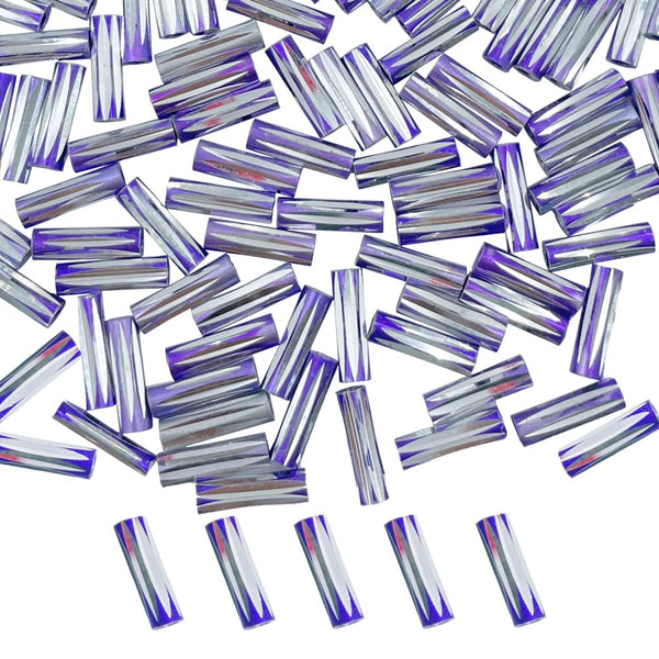 Twisted Metallic Cylinder Shape Beads 10mm, Purple (100 Pieces)