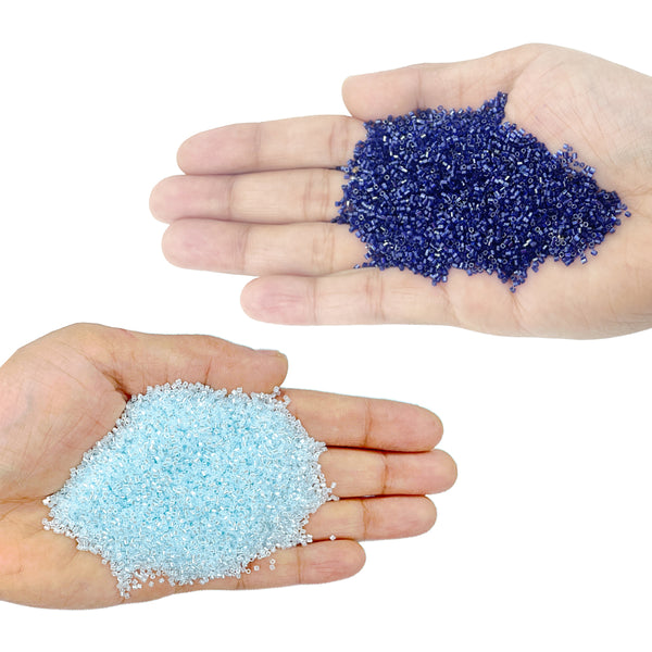 Miyuki Microcut Glass Beads Luster 1mm, Royal blue+Sky blue, 200 Grams