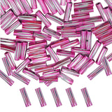Twisted Metallic Cylinder Shape Beads 10mm, Pink (100 Pieces)