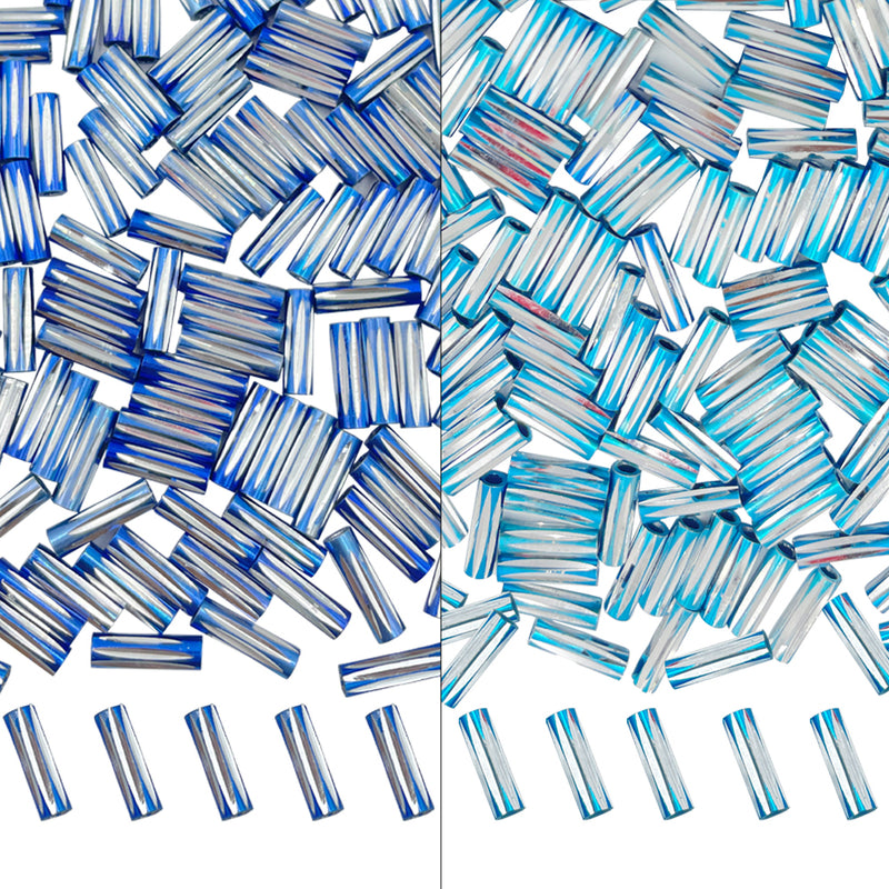 Twisted Metallic Cylinder Shape Beads Mix 10mm, Blue+Dark Blue (400 Pieces) Making Embroidery Craft DIY Work Jewellery