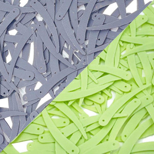 Sword Shape Matte Sequins 34x5mm, 200 Grams - Plum Kitten + Shadow Lime