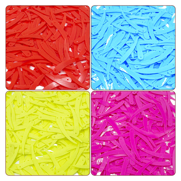 Sword Shape Flat Opaque Sequins 34x5mm - Orange+Sky Blue+Pink+Bright Yellow