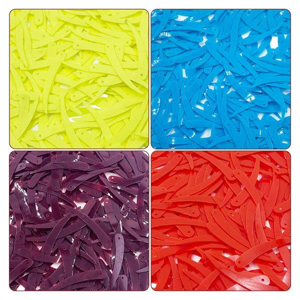 Sword Shape Flat Opaque Sequins 34x5mm - Magenta+Blue+Bright Yellow+Orange