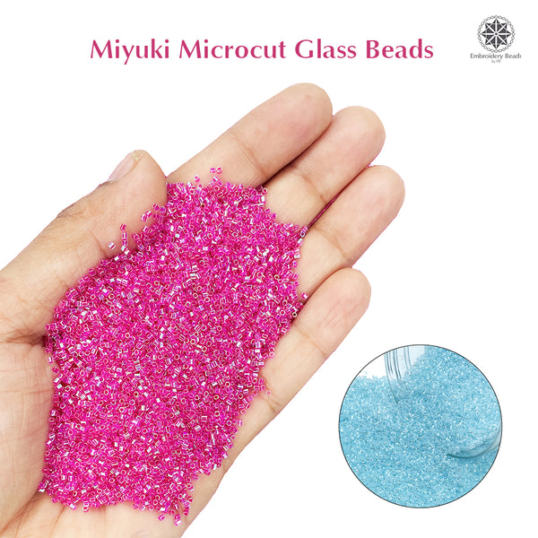 Miyuki Microcut Glass Beads Luster 1mm, Rainbow pink+Sky blue, 200 Grams