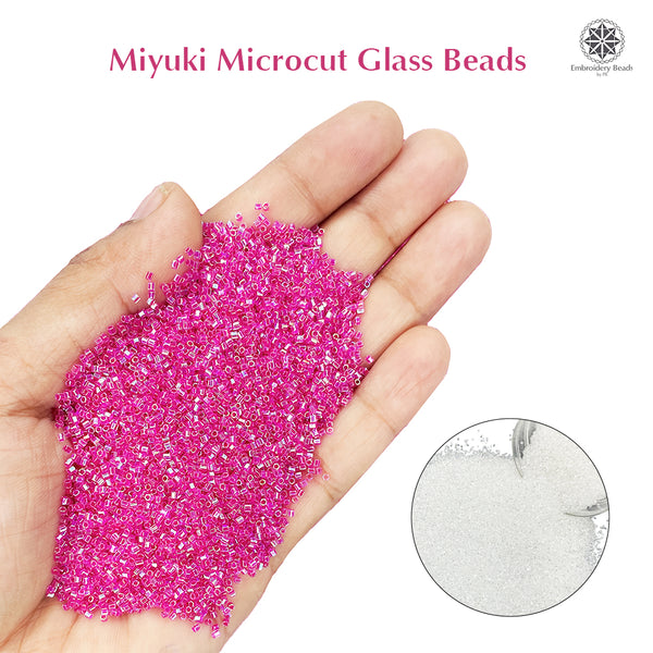 Miyuki Microcut Glass Beads Luster 1mm, Rainbow pink+White, 200 Grams