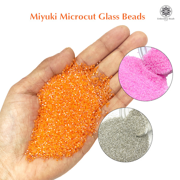 Miyuki Microcut Glass Beads Luster 1mm, Beby Pink+Orange+Silver, 450 Grams