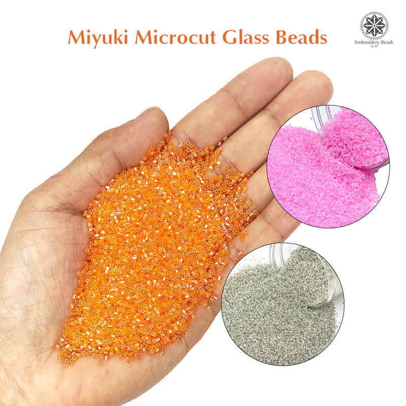 Miyuki Microcut Glass Beads Luster 1mm, Beby Pink+Orange+Silver, 450 Grams