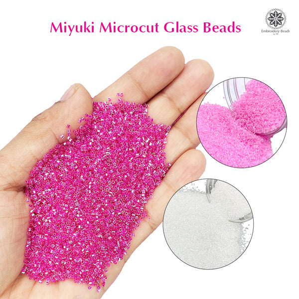 Miyuki Microcut Glass Beads Luster 1mm, Rembo Pink+Beby Pink+White, 450 Grams