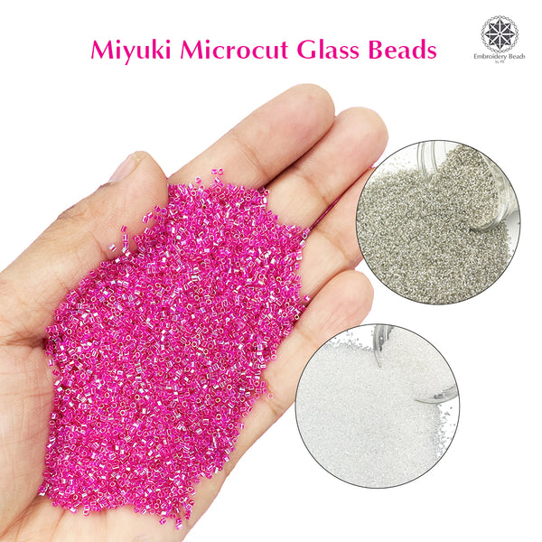 Miyuki Microcut Glass Beads Luster 1mm, Rembo Pink+Silver+White, 450 Grams