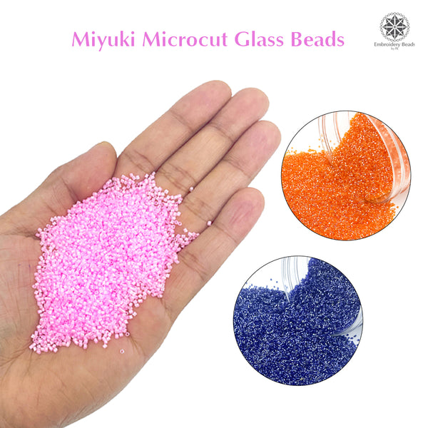 Miyuki Microcut Glass Beads Luster 1mm, Royal Blue+Beby Pink+Orange, 450 Grams