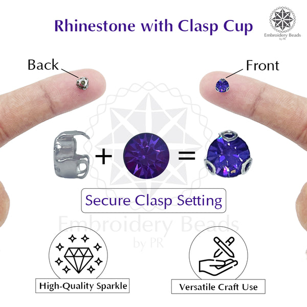 Premium Rhinestone Clasp Cup - 5MM | Purple