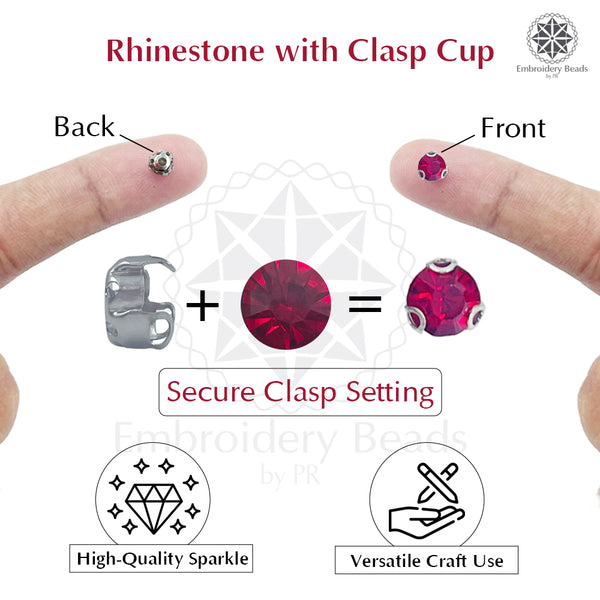 Premium Rhinestone Clasp Cup - 3MM | Red