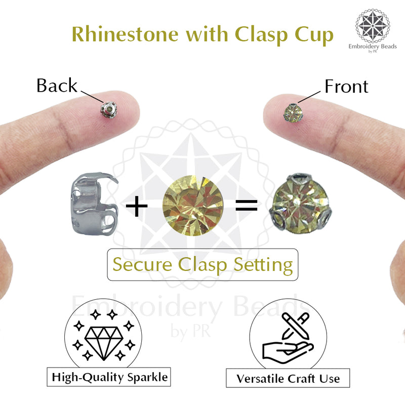 Premium Rhinestone Clasp Cup - 5MM | 	Light Yellow