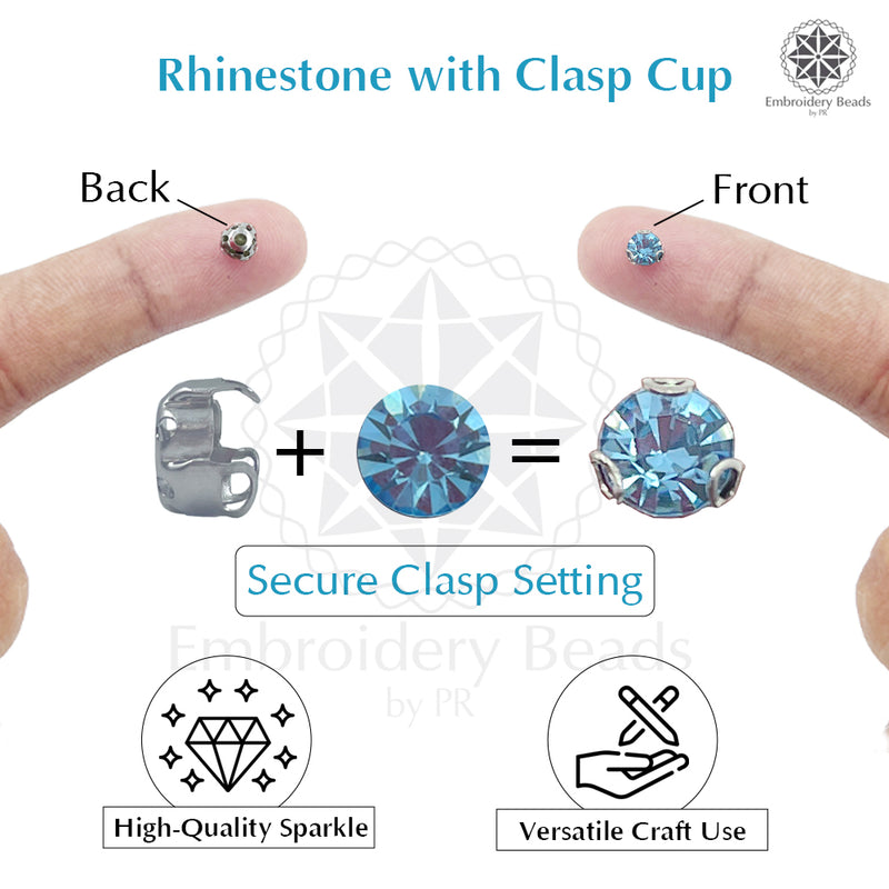 Premium Rhinestone Clasp Cup - 6MM | Aquamarine