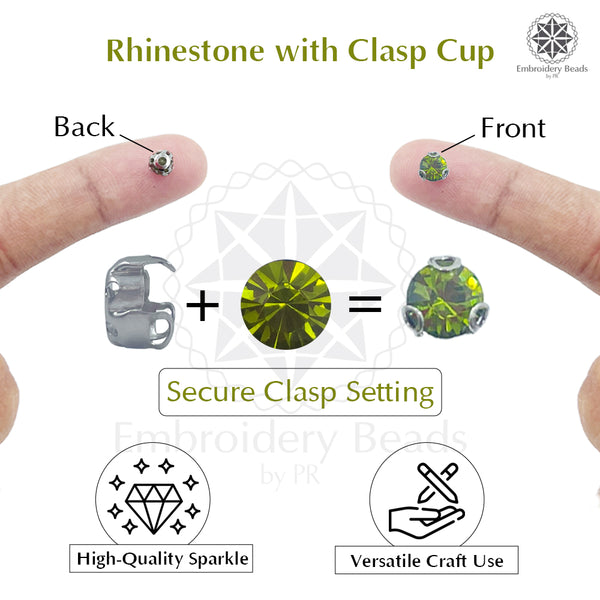 Premium Rhinestone Clasp Cup - 6MM | Light Green