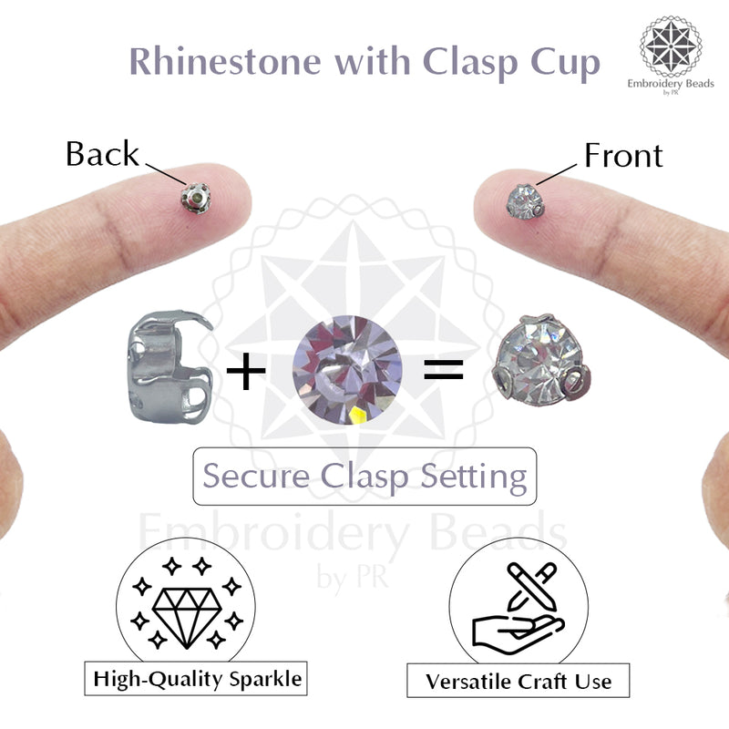 Premium Rhinestone Clasp Cup - 5MM | Silver