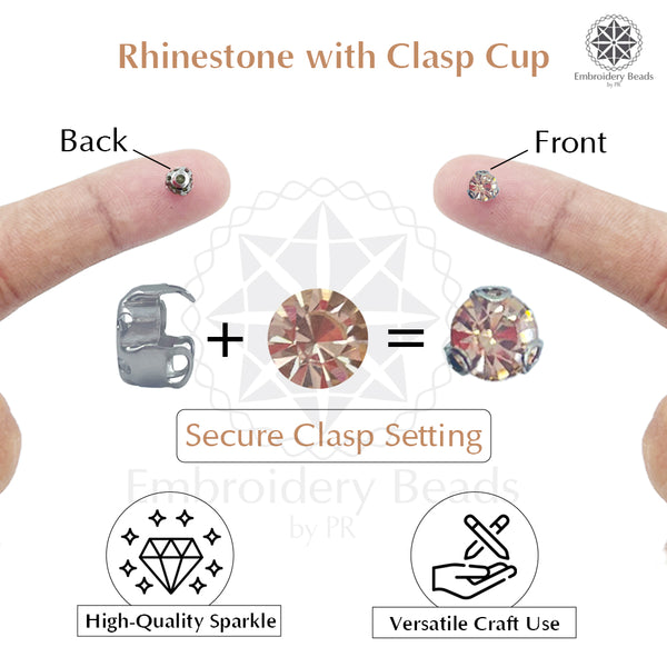Premium Rhinestone Clasp Cup - 6MM | 	Light Peach