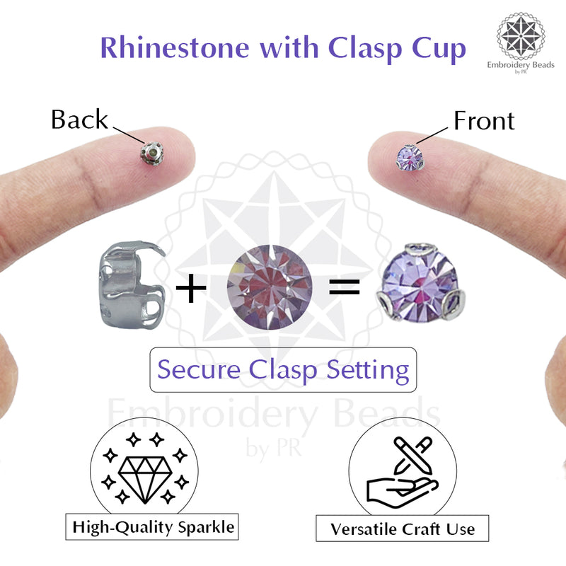 Premium Rhinestone Clasp Cup - 8MM | Lavender