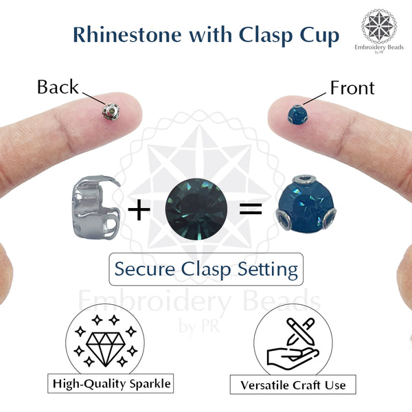 Premium Rhinestone Clasp Cup - 6MM | Dark Blue
