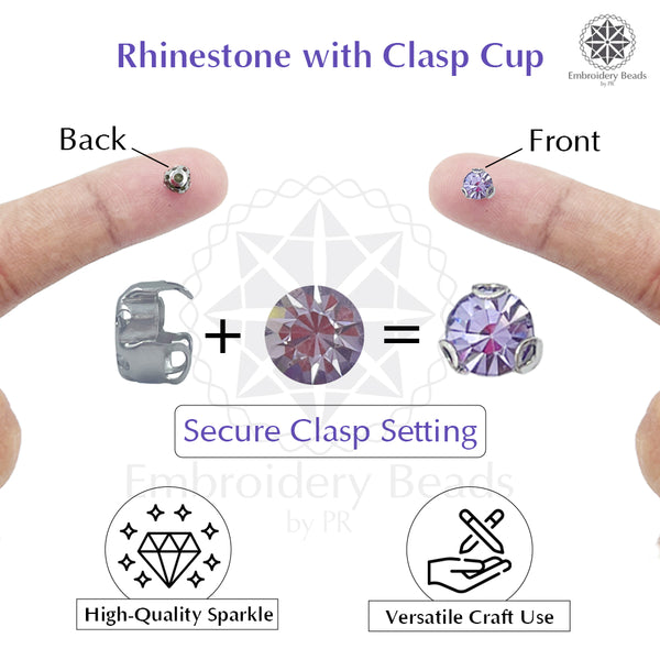 Premium Rhinestone Clasp Cup - 4MM | Lavender