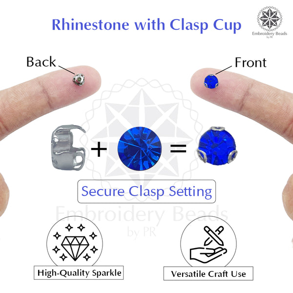 Premium Rhinestone Clasp Cup - 5MM | Royal Blue Diamond