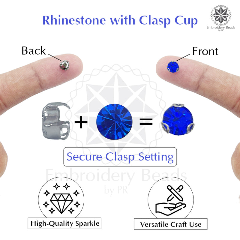 Premium Rhinestone Clasp Cup - 5MM | Royal Blue Diamond