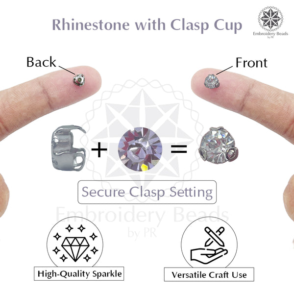 Premium Rhinestone Clasp Cup - 3MM | Silver