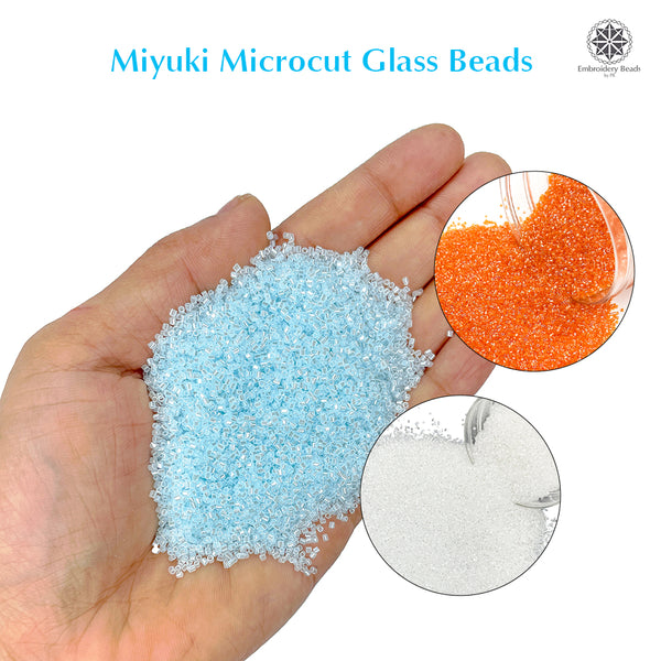 Miyuki Microcut Glass Beads Luster 1mm, Sky Blue+Orange+White, 450 Grams