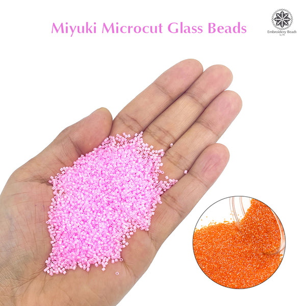 Miyuki Microcut Glass Beads Luster 1mm, Orange+Baby Pink, 200 Grams