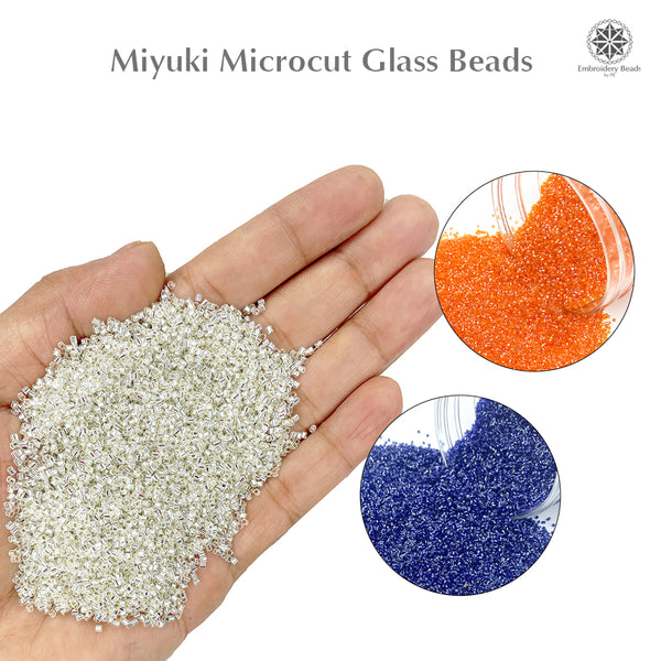 Miyuki Microcut Glass Beads Luster 1mm, Orange+Royal Blue+Silver 450 Grams