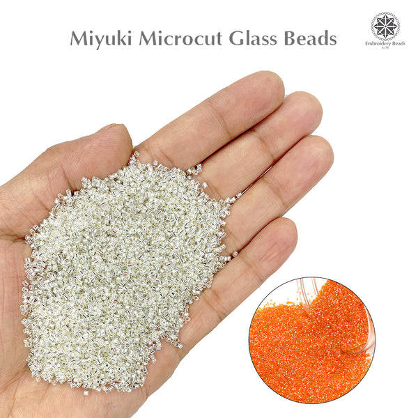 Miyuki Microcut Glass Beads Luster 1mm, Orange+Silver, 200 Grams
