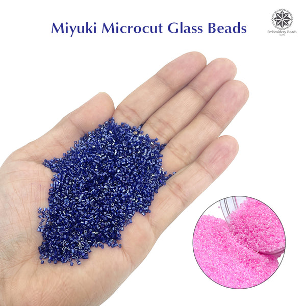 Miyuki Microcut Glass Beads Luster 1mm, Royal blue+Baby pink, 200 Grams