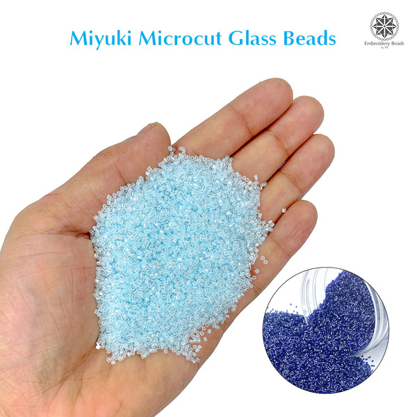 Miyuki Microcut Glass Beads Luster 1mm, Royal blue+Sky blue, 200 Grams