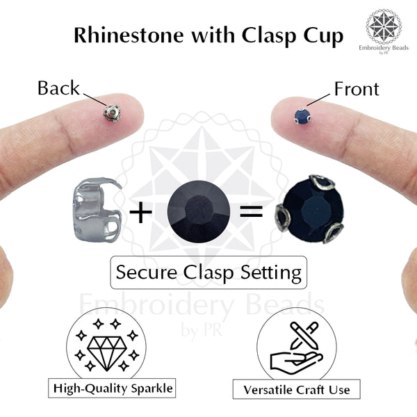 Premium Rhinestone Clasp Cup - 6MM | Black