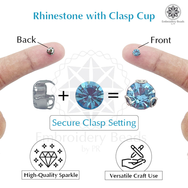 Premium Rhinestone Clasp Cup - 5MM | Aquamarine