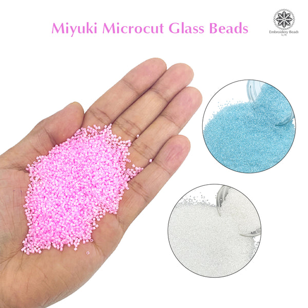Miyuki Microcut Glass Beads Luster 1mm, Beby Pink+Sky Blue+White, 450 Grams