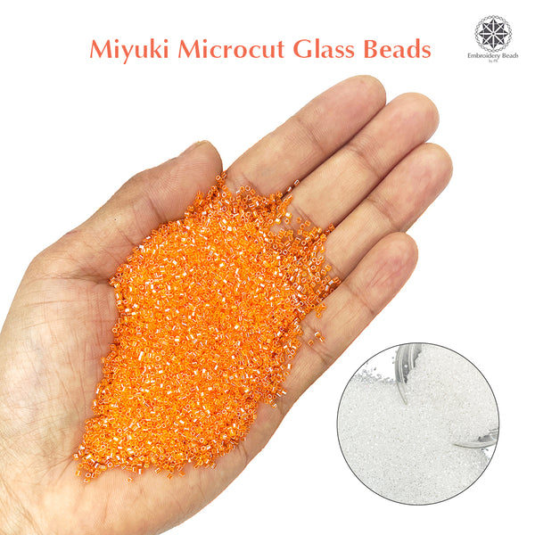 Miyuki Microcut Glass Beads Luster 1mm, Orange+White, 200 Grams