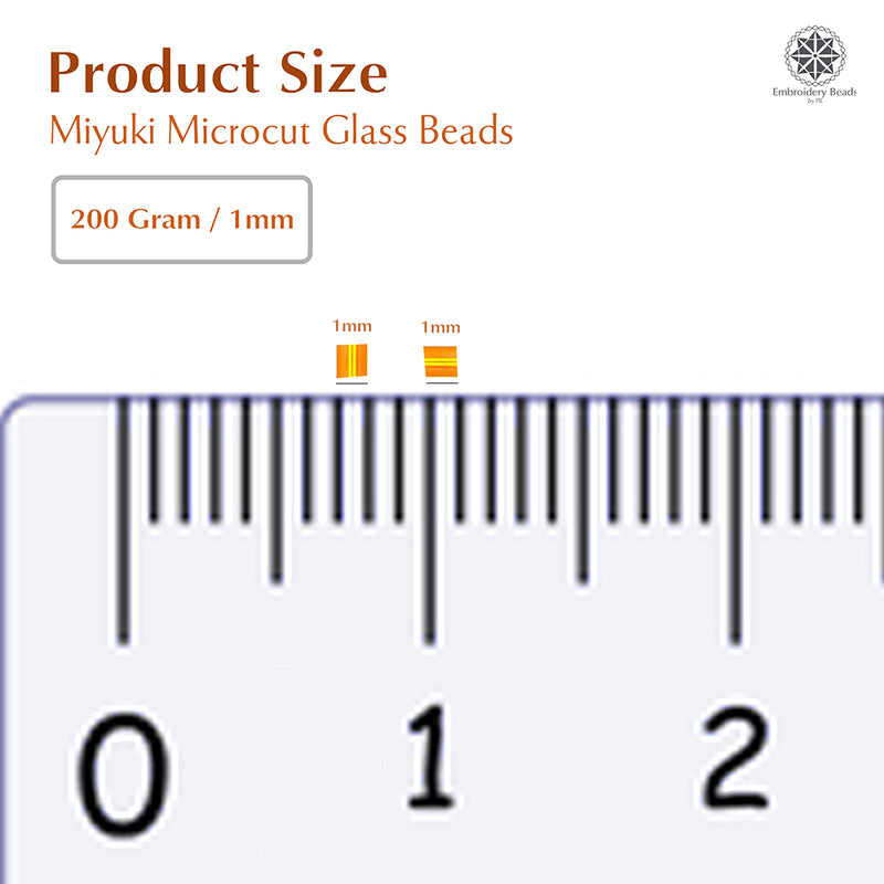Miyuki Microcut Glass Beads Luster 1mm, Orange+Silver, 200 Grams