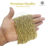 Crystal Bicone Round Beads Line | 2MM | Gold 10 Lines | Per Line Approx 180 Pieces | Total Approx 1800 Pieces