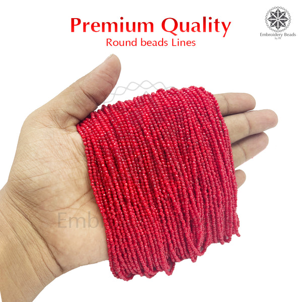 Crystal Bicone Round Beads Line | 2MM | Red 10 Lines | Per Line Approx 180 Pieces | Total Approx 1800 Pieces