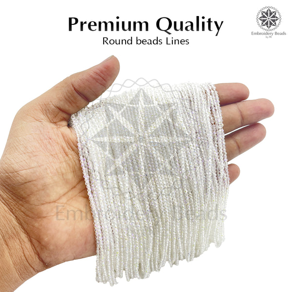 Crystal Bicone Round Beads Line | 2MM | Rainbow White 7 Lines | Per Line Approx 180 Pieces | Total Approx 1260 Pieces