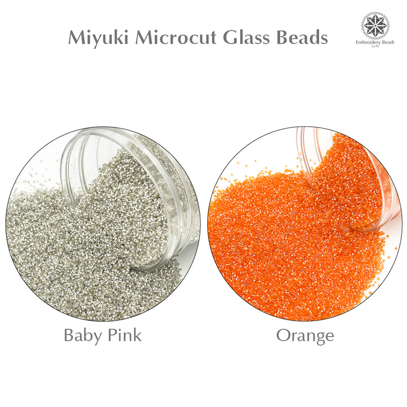 Miyuki Microcut Glass Beads Luster 1mm, Orange+Silver, 200 Grams