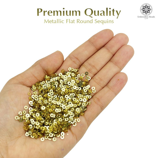 Metallic Flat Round Sequins 3mm - Gold
