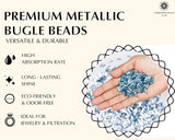 Embroidery Beads, Twisted Metallic Cylinder Shape Beads 10mm, Blue (100 Pieces) Making Embroidery Craft DIY Work Jewellery